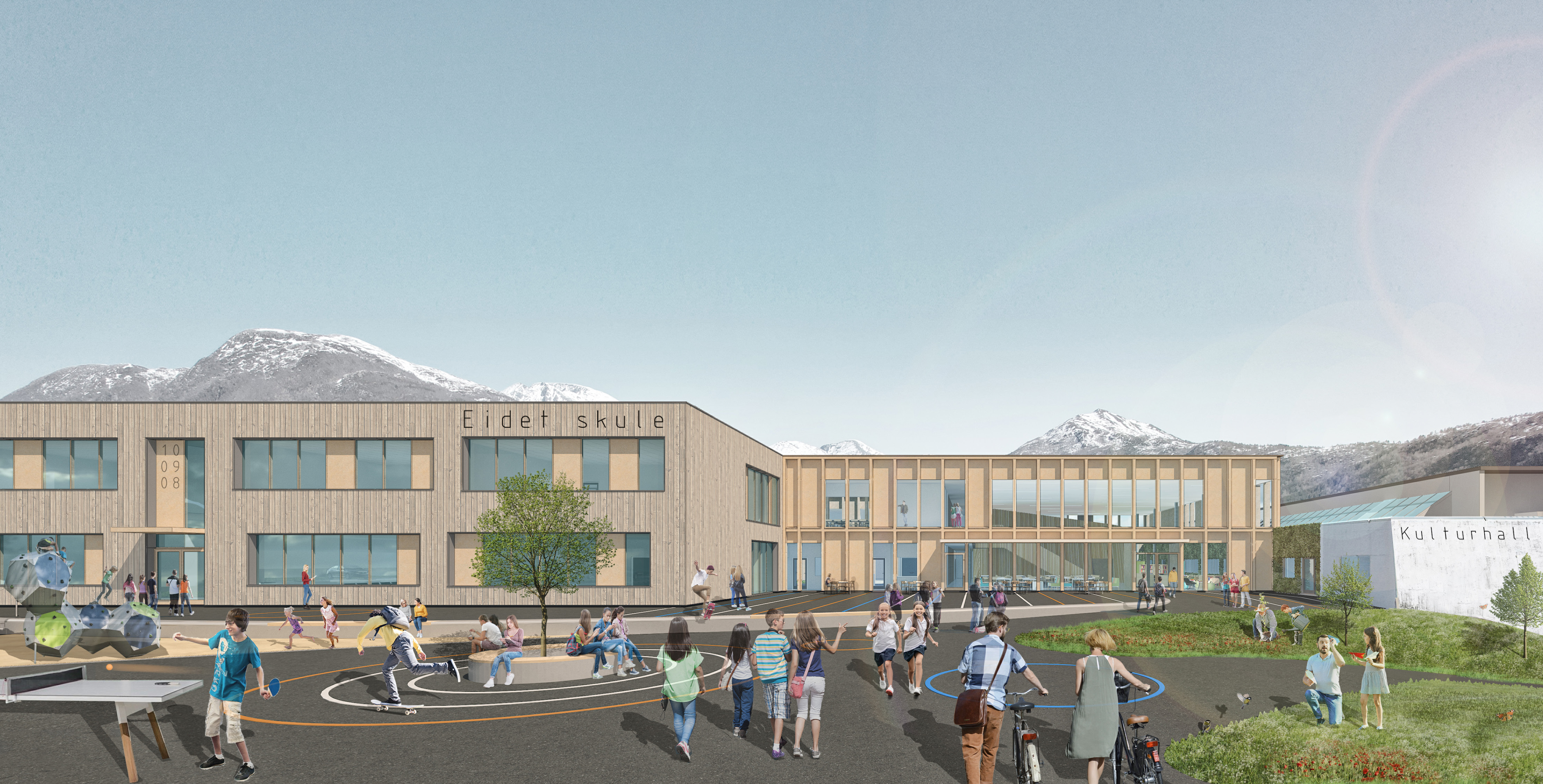 Nye Eidet skule - illustrasjon Slyngstad Aamlid Arkitekter